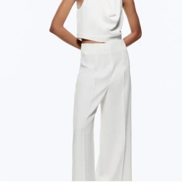 ZARA Culottes Wide Leg Trousers - White | 2242/878/712 - Size L - Picture 1 of 7